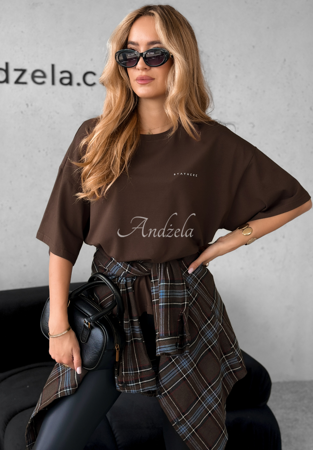Baumwoll T-Shirt mit Aufdruck Without Saying Schokoladenbraun