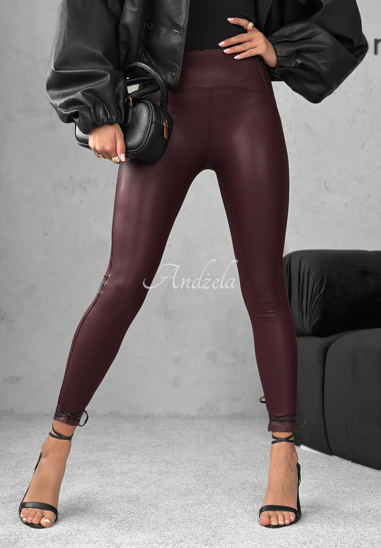 No One Knew burgundy leather leggings