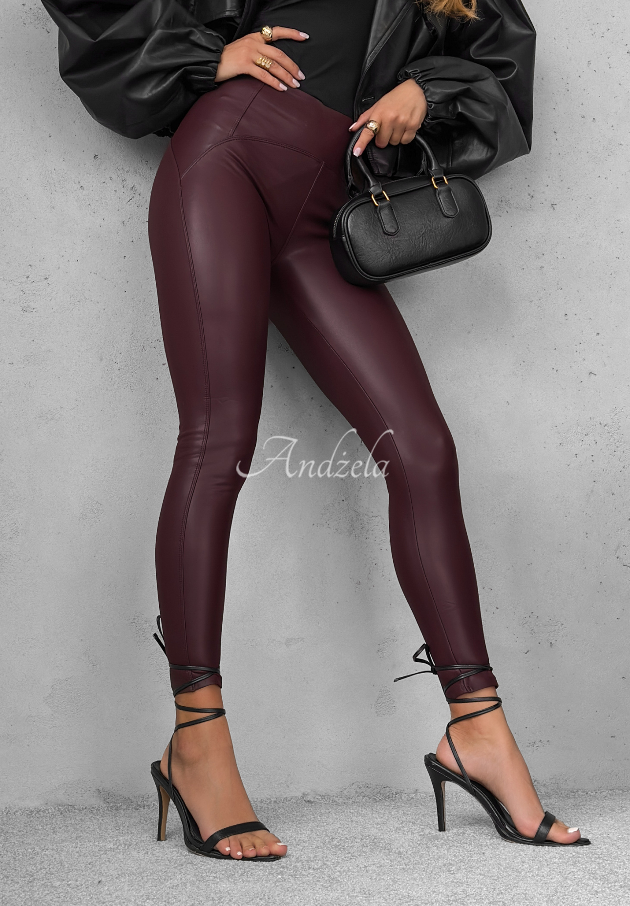Lederleggings No One Knew Burgund