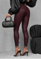 Skórzane legginsy No One Knew burgundowe