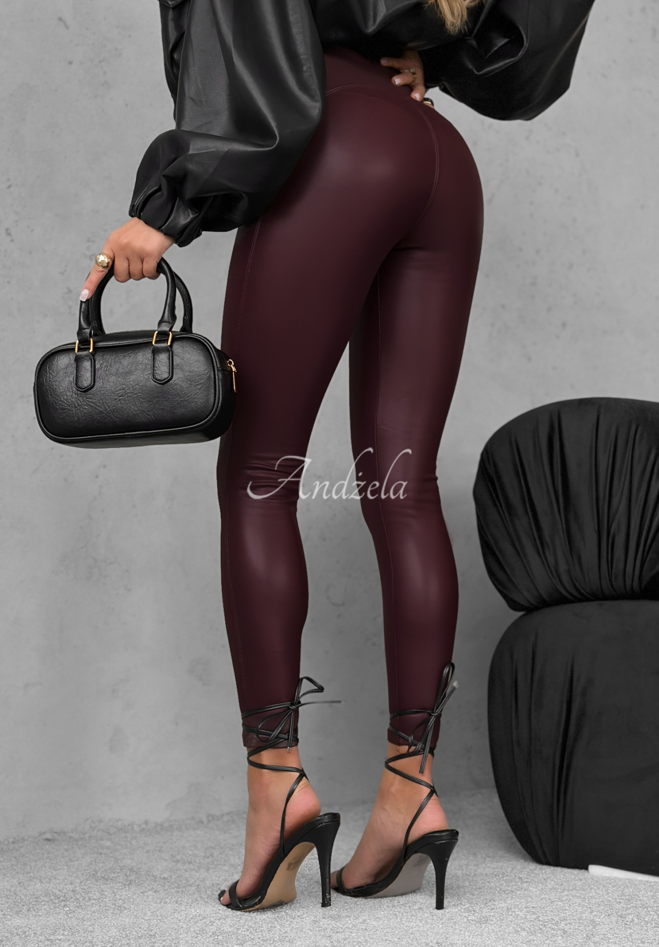 Lederleggings No One Knew Burgund