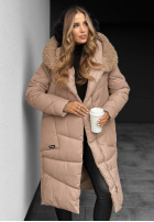 Steppjacke mit Schaffell October Leaves Beige