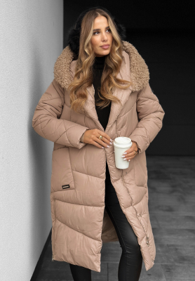 Steppjacke mit Schaffell October Leaves Beige