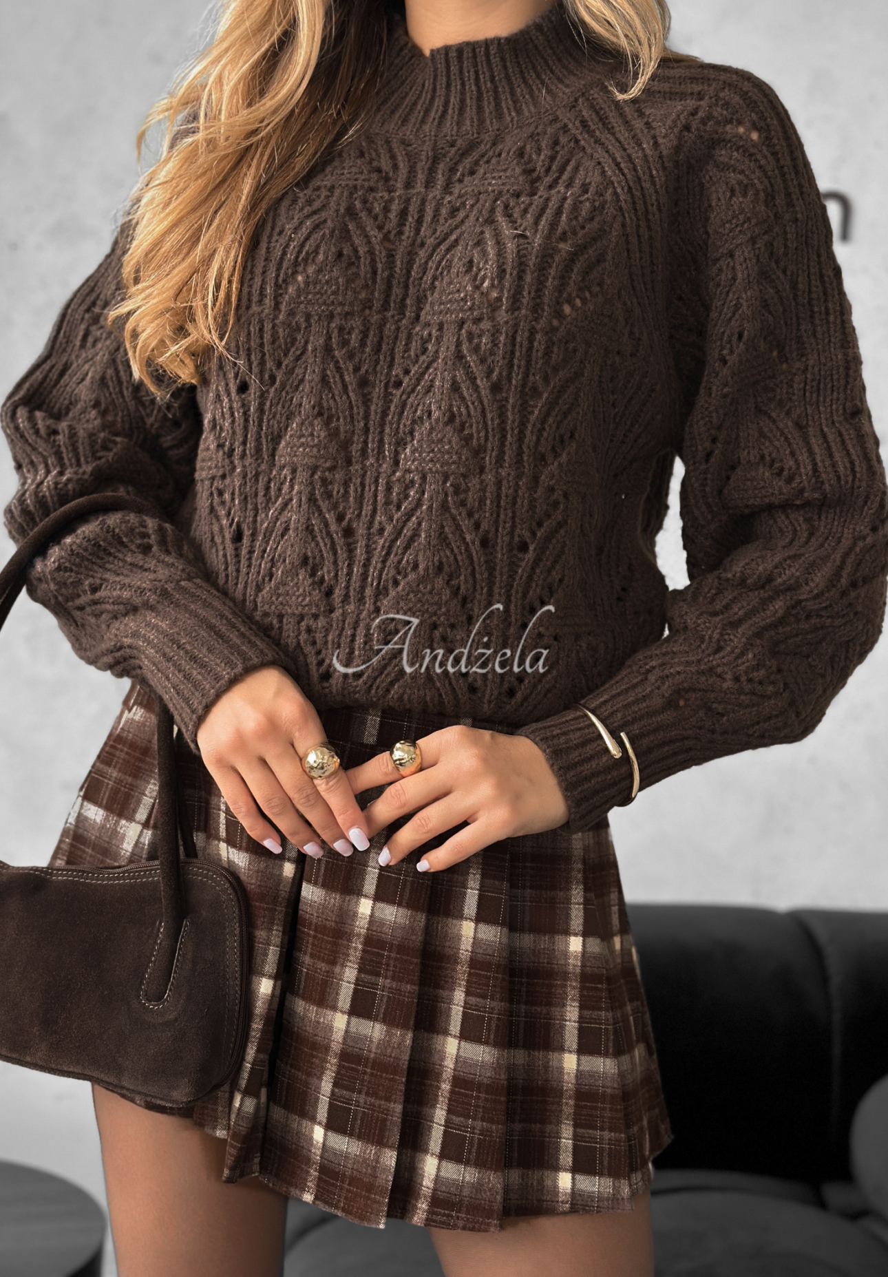 Durchbrochener Pullover Del Haven Schokoladenbraun
