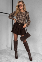 Koszula z falbankami w kratę Quiet Power camelowa