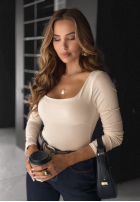 Bluse z kwadratowym dekoltem Just Checking Beige