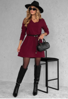 Dzianinowa Kleid z paskiem Sound of You Burgunderrot