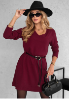 Dzianinowa Kleid z paskiem Sound of You Burgunderrot
