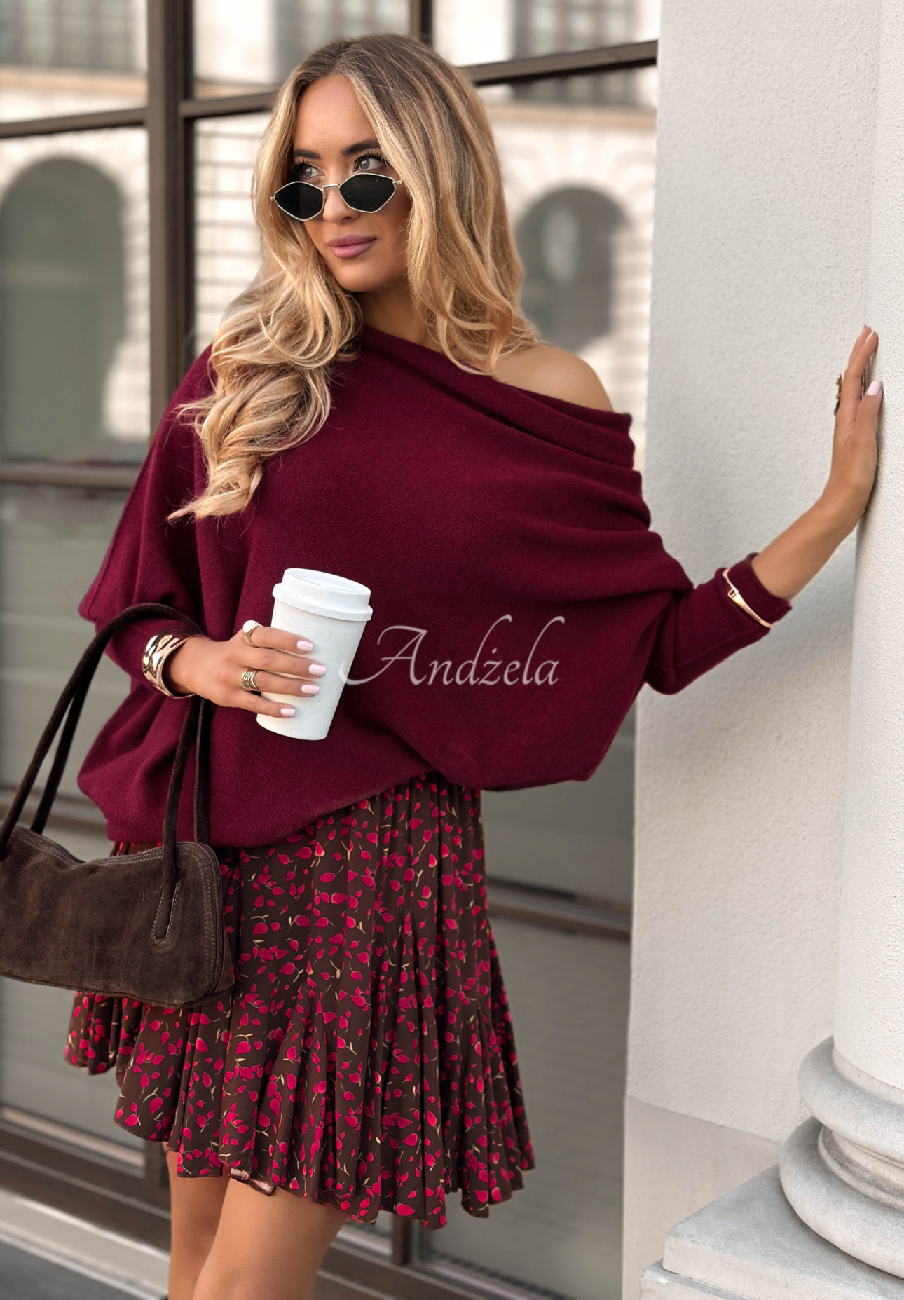 Oversize Pullover Found Each Other Burgunderrot II