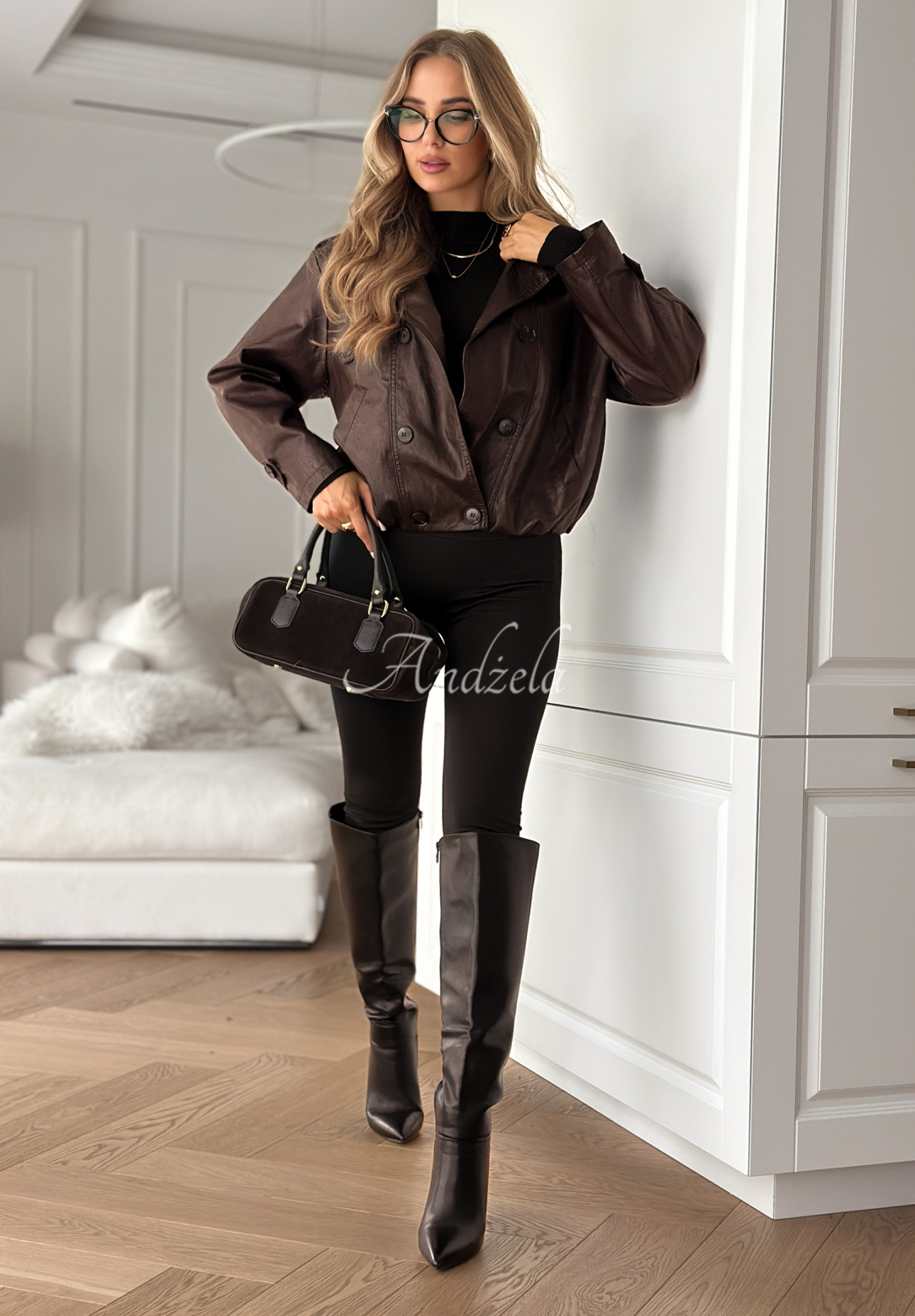 Lederjacke mit Knöpfen Don’t React Schokoladenbraun