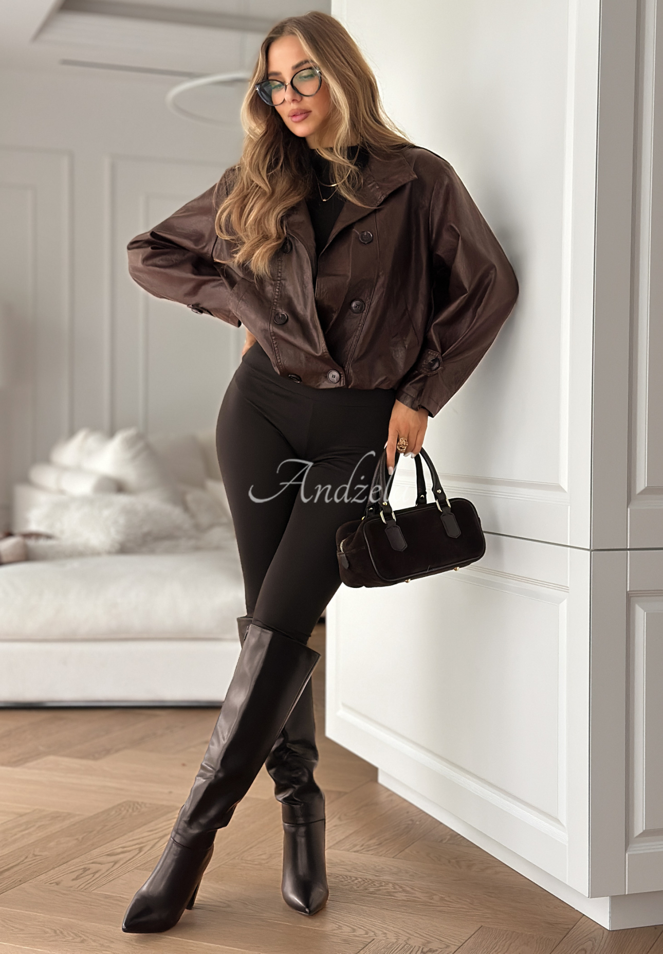 Lederjacke mit Knöpfen Don’t React Schokoladenbraun