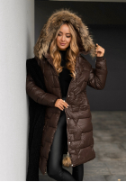 Pikowana Jacke z futerkiem Frostbite Schokoladenbraun II