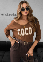 Pullover z nadrukiem Coco Schokoladenbraun