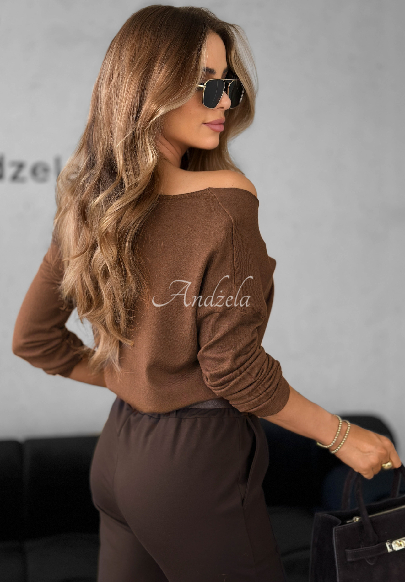 Viskose Pullover mit dekorativer Applikation Coco Schokoladenbraun
