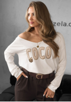 Pullover z nadrukiem Coco Ecru