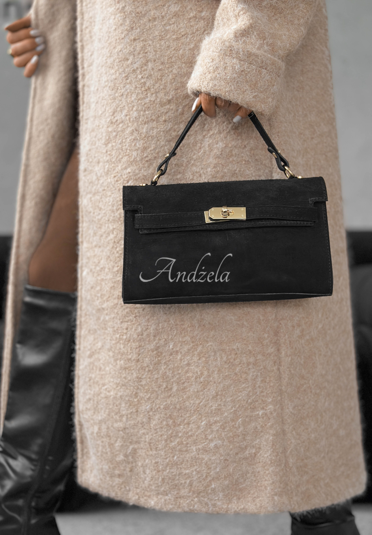 Wildlederhandtasche Weekend Only Schwarz