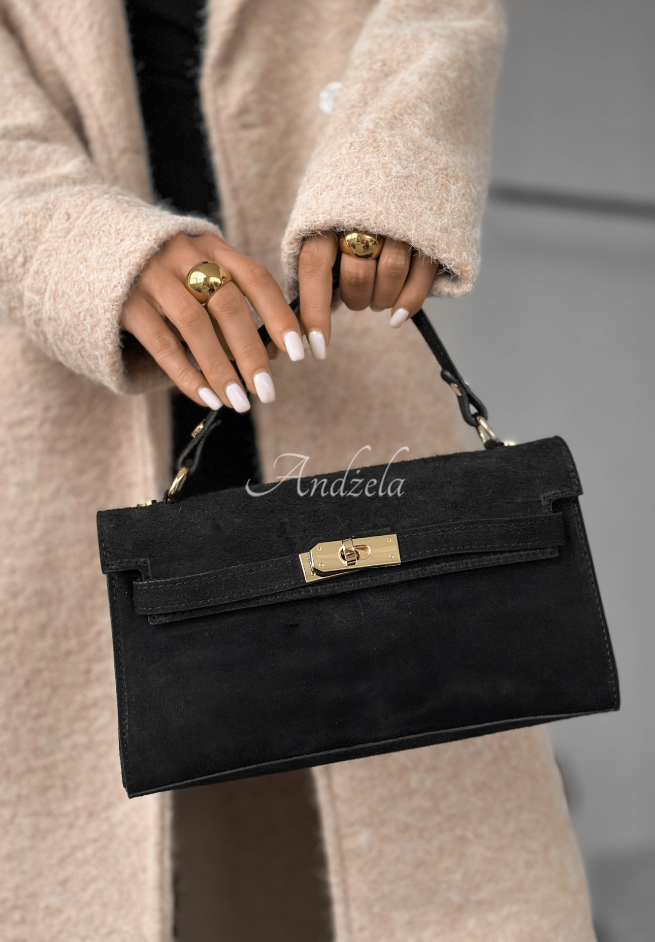 Wildlederhandtasche Weekend Only Schwarz