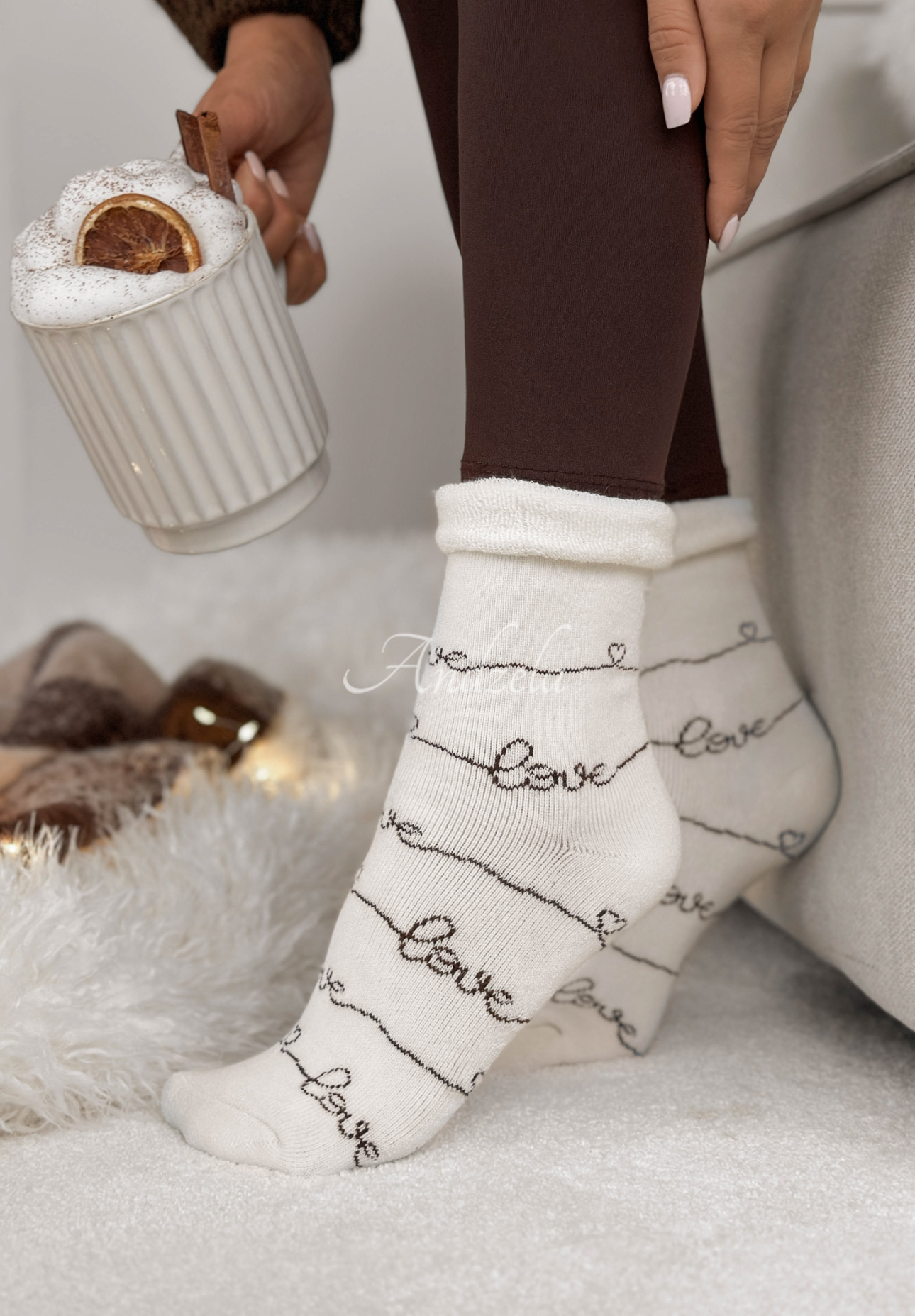 Lange gemusterte Socken Chilly Days Weiß