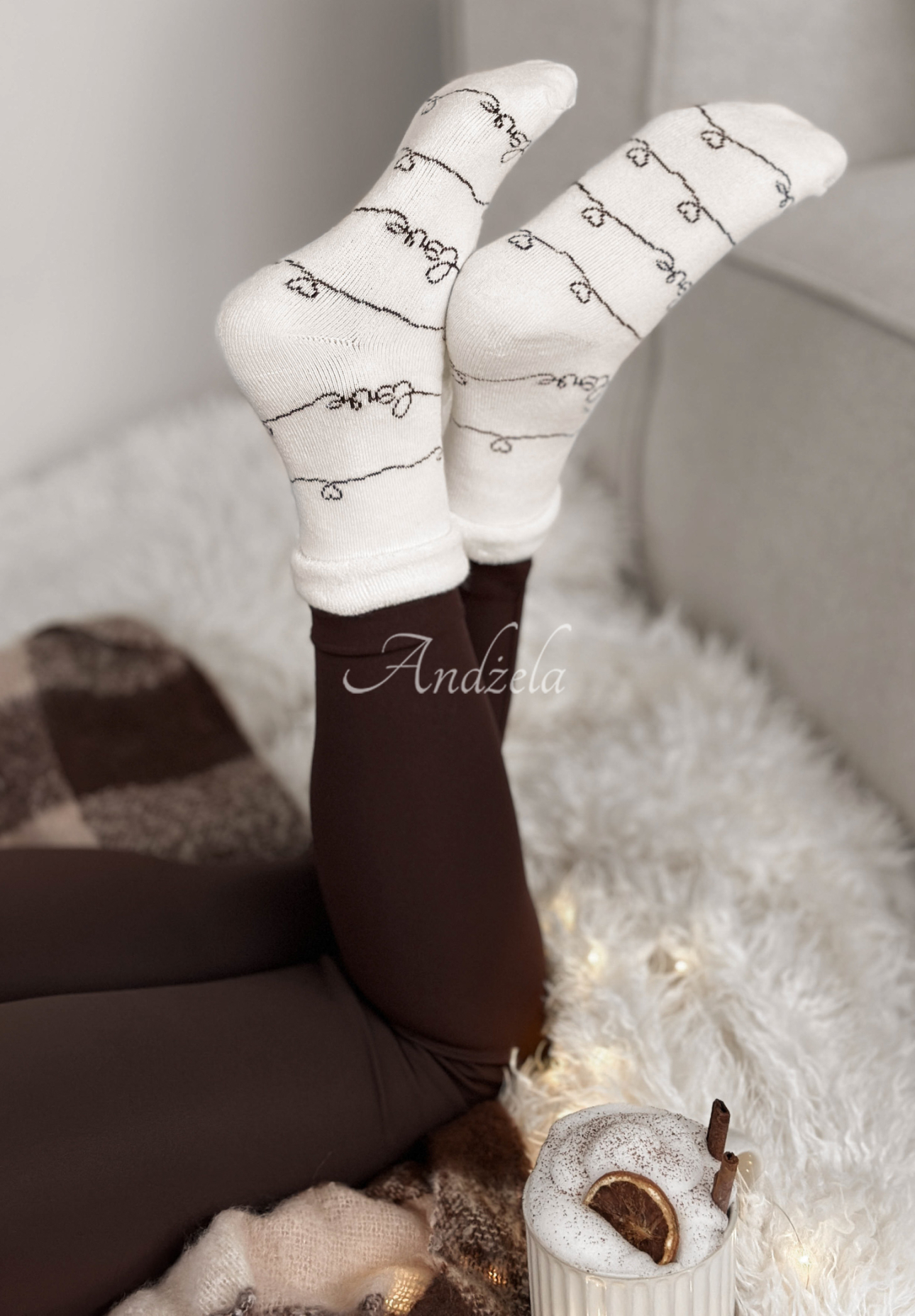 Lange gemusterte Socken Chilly Days Weiß