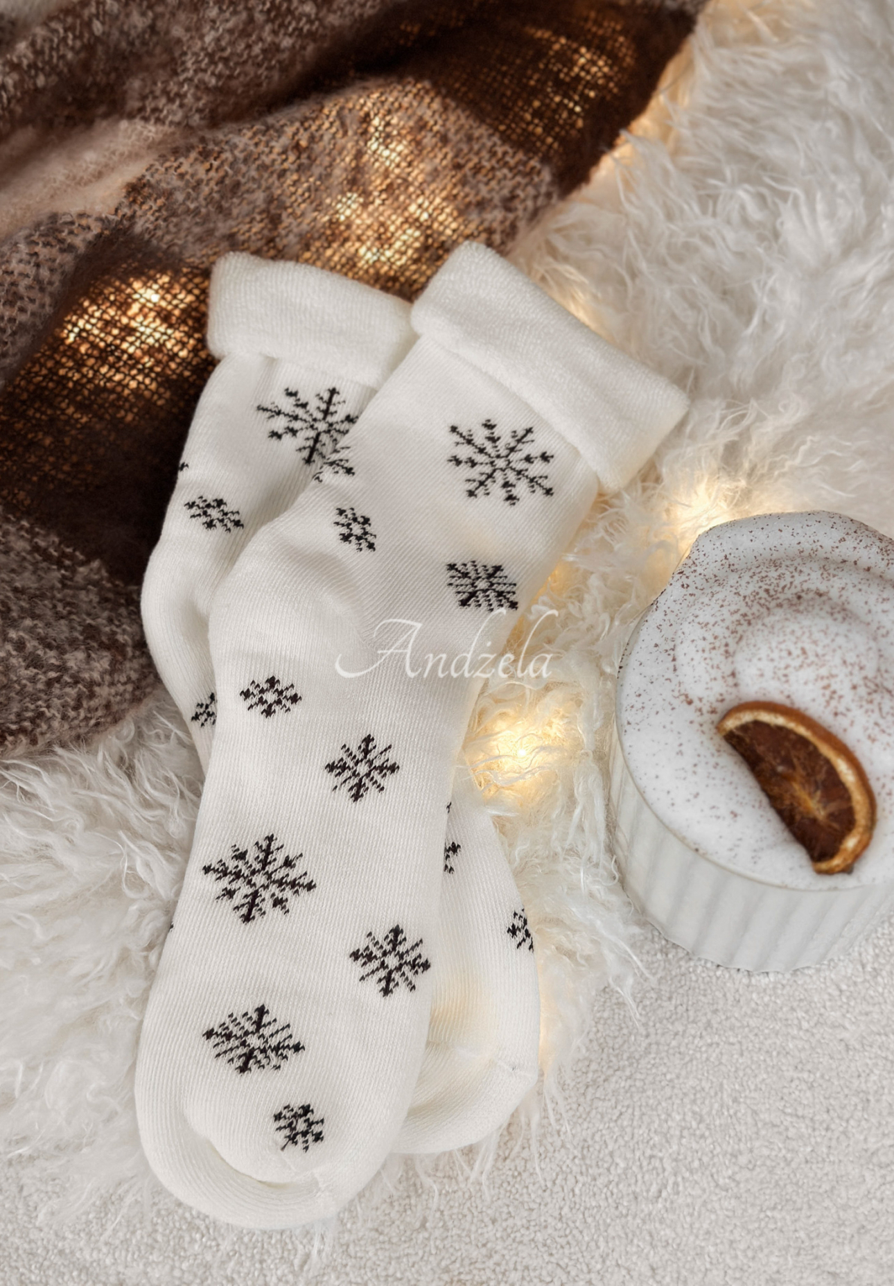 Lange gemusterte Socken Sugar Snow Weiß