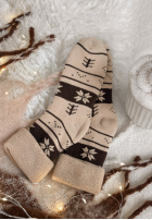 Lange skarpetki z nadrukiem Winter Steps Beige-Schokoladenbraun