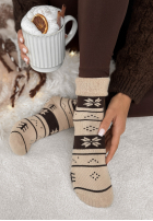 Lange skarpetki z nadrukiem Winter Steps Beige-Schokoladenbraun