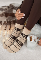 Lange skarpetki z nadrukiem Winter Steps Beige-Schokoladenbraun