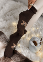 Lange skarpetki z nadrukiem Teddy Vibes Schokoladenbraun