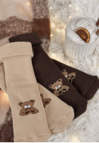 Lange skarpetki z nadrukiem Teddy Vibes Beige