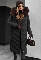 Długa pikowana Jacke z futerkiem Wintery Affection Schwarz