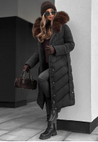 Długa pikowana Jacke z futerkiem Wintery Affection Schwarz