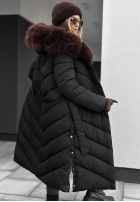 Długa pikowana Jacke z futerkiem Wintery Affection Schwarz