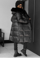Puchowa Jacke z futerkiem Zero Contact Schwarz