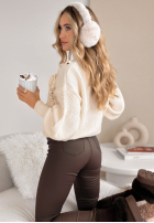 Ozdobnie pleciony Pullover z kwiatami Sweet Flowers hellbeige