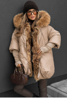 Długa Jacke z futerkiem Hello October Beige