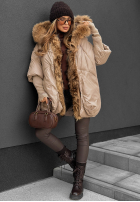 Długa Jacke z futerkiem Hello October Beige