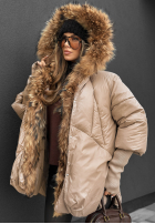 Długa Jacke z futerkiem Hello October Beige