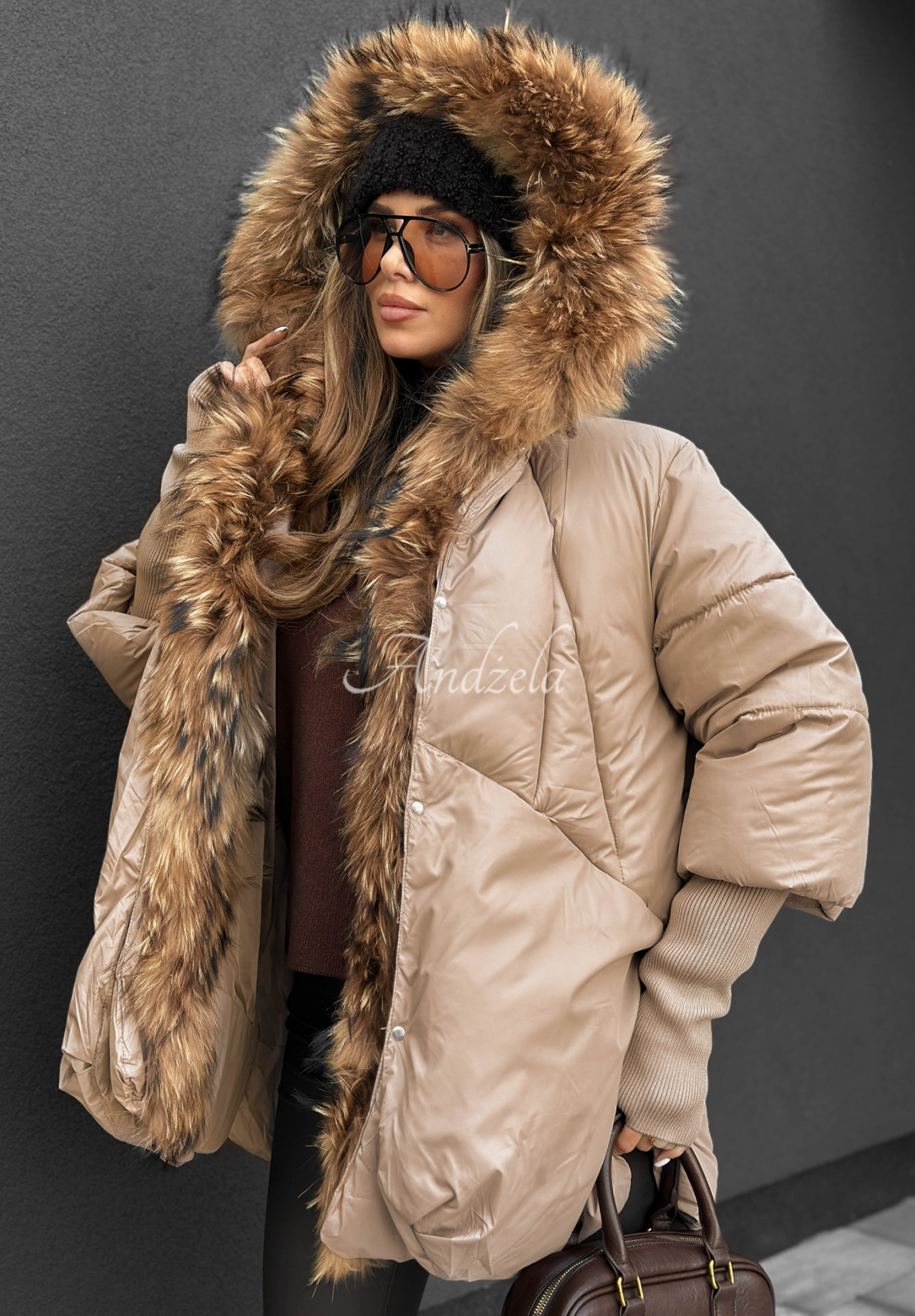 Steppjacke mit Fell Hello October Beige