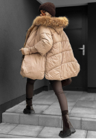 Długa Jacke z futerkiem Hello October Beige