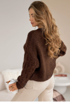 Pullover z plecionymi rękawami Braided Twirls Schokoladenbraun