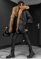 Puchowa Jacke z futerkiem Hello October Schwarz
