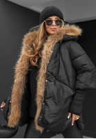 Puchowa Jacke z futerkiem Hello October Schwarz