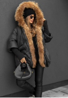 Puchowa Jacke z futerkiem Hello October Schwarz