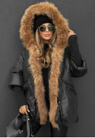 Puchowa Jacke z futerkiem Hello October Schwarz