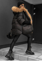Puchowa Jacke z futerkiem Hello October Schwarz