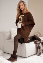 Asymetryczny Pullover z ozdobną aplikacją If You Stay Beige