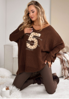 Asymetryczny Pullover z ozdobną aplikacją If You Stay Beige