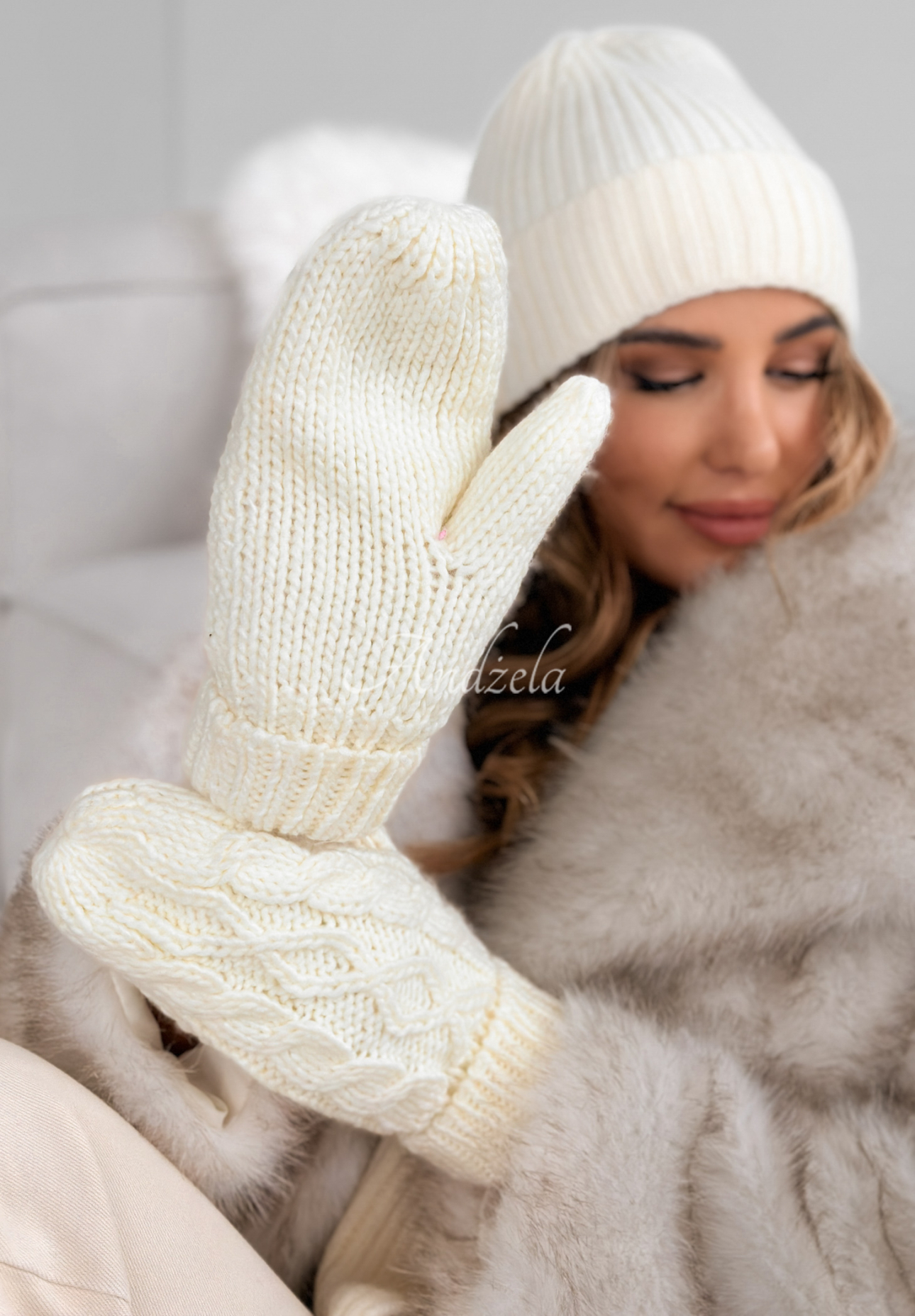 Geflochtene Handschuhe Arctic Weather Ecru
