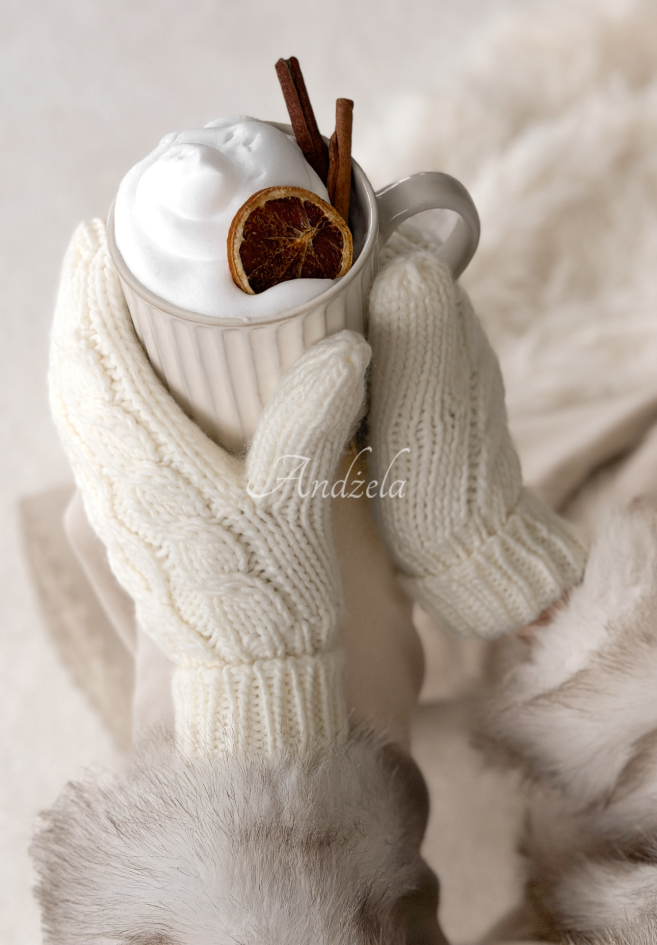 Geflochtene Handschuhe Arctic Weather Ecru