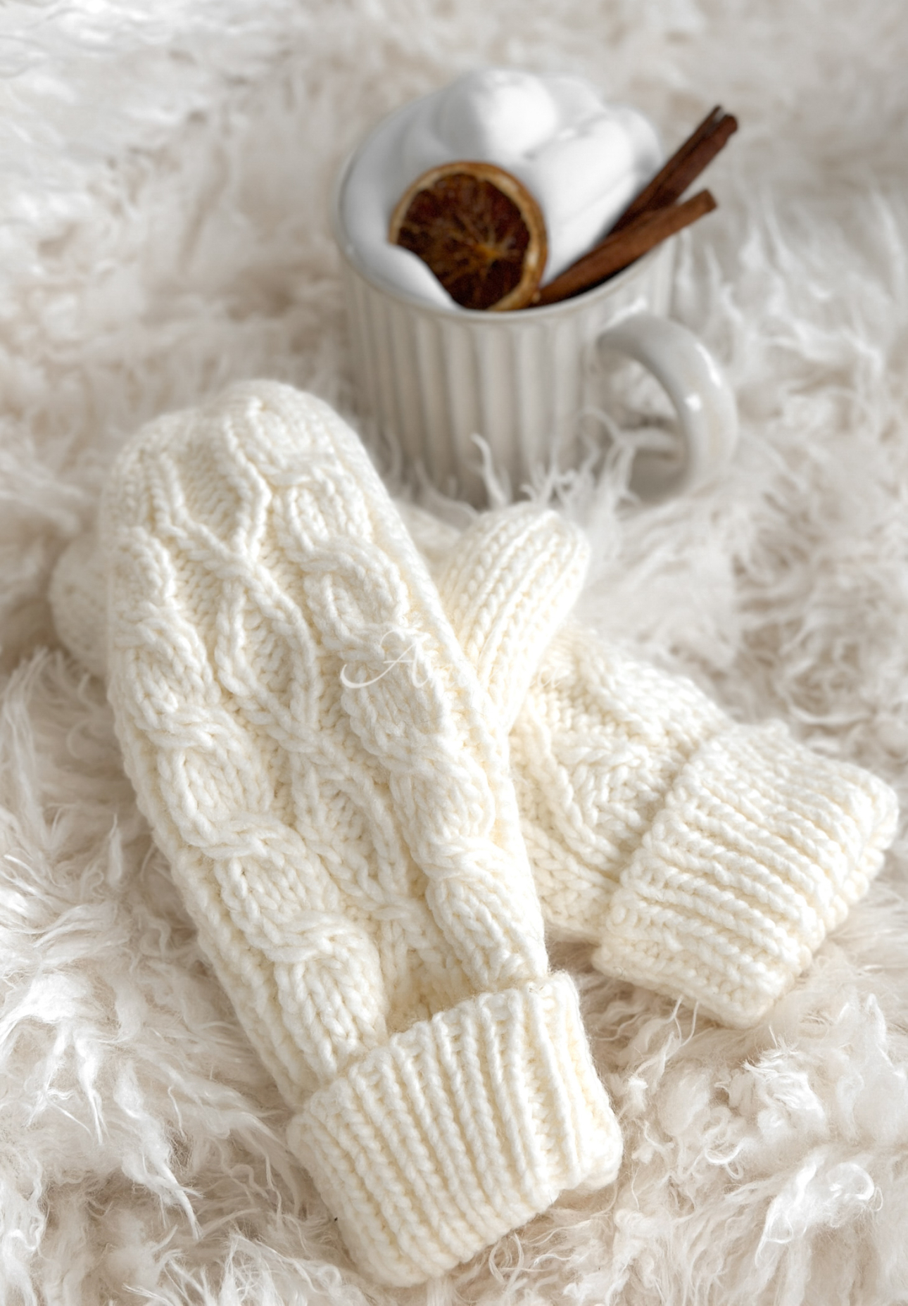 Geflochtene Handschuhe Arctic Weather Ecru